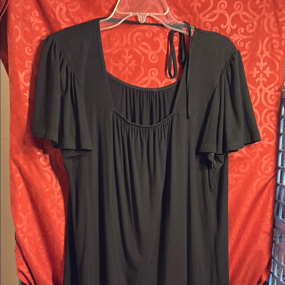 Luminest Black Flutter Sleeve Top L